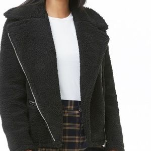 NWT Black Faux Shearling Moto Jacket